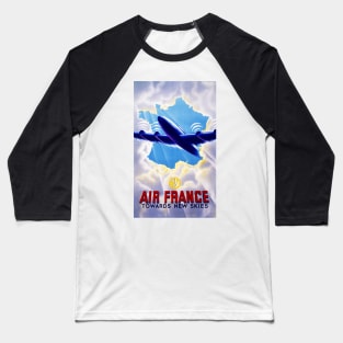 Vintage Travel Poster Air France Towards New Skies Baseball T-Shirt